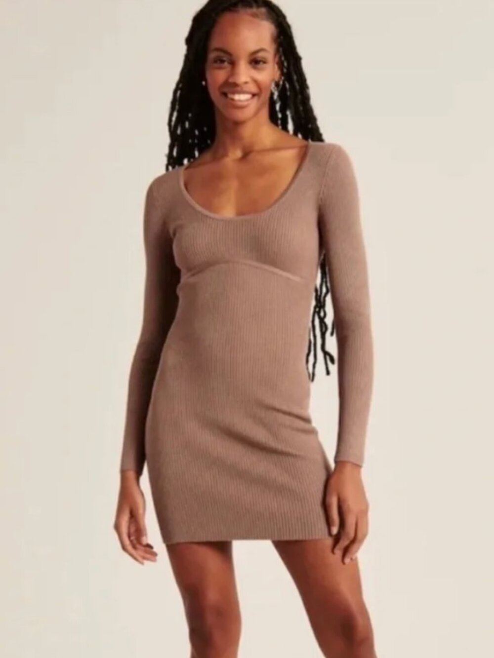 NWT Abercrombie | Corset Mini Sweater Dress Long Sleeve Ribbed Knit Size Medium